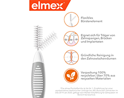 ELMEX Mezizubní kartáčky ISO velikost 7 1,3 mm šedé, 8 ks