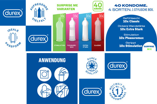 DUREX Surprise me kondomy mix v krabičce, 40 ks