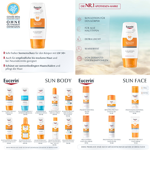 EUCERIN Opalovací mléko extra light LSF 50, 150 ml