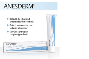 ANESDERM 25 mg/g + 25 mg/g krému + 10 náplastí, 5x5 g