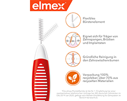 ELMEX Mezizubní kartáčky ISO velikost 2 0,5 mm červené, 8 ks