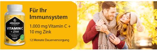 VITAMIN C 1000 mg vysoké dávky + zinek veganské tablety, 180 ks