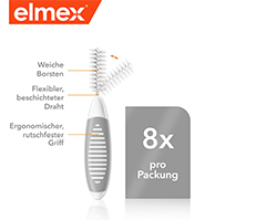 ELMEX Mezizubní kartáčky ISO velikost 7 1,3 mm šedé, 8 ks