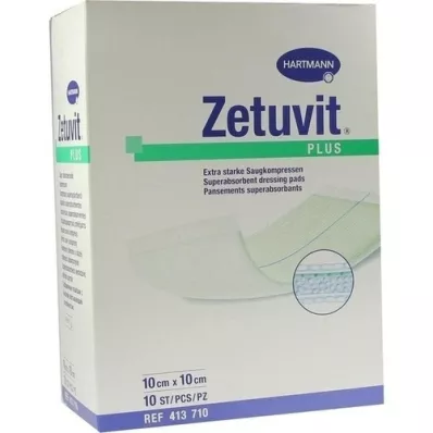 ZETUVIT Plus extra silný absorpční obklad, sterilní 10x10 cm, 10 ks