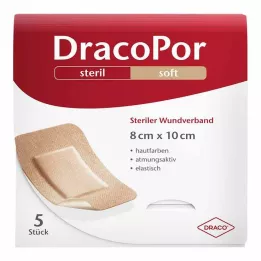 DRACOPOR Obvaz na rány 8x10 cm sterilní v barvě kůže, 5 ks