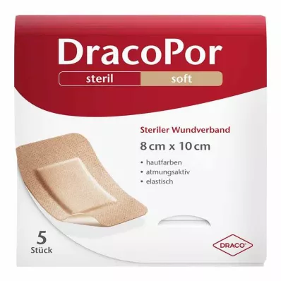DRACOPOR Obvaz na rány 8x10 cm sterilní v barvě kůže, 5 ks