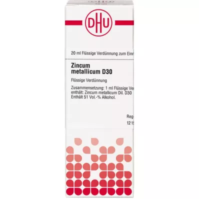 ZINCUM METALLICUM D 30 Ředění, 20 ml