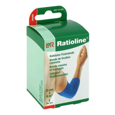 RATIOLINE akutní fixační obvaz kohezivní 8 cmx4 m modrý, 1 ks