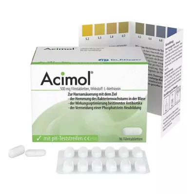 ACIMOL s pH testovacími proužky potahované tablety, 96 ks