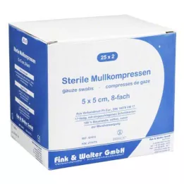 MULLKOMPRESSEN 5x5 cm sterilní 8x, 25X2 St