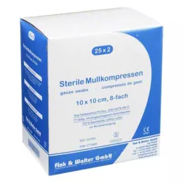 MULLKOMPRESSEN 10x10 cm sterilní 8x, 25X2 ks