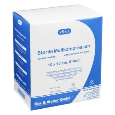 MULLKOMPRESSEN 10x10 cm sterilní 8x, 25X2 ks