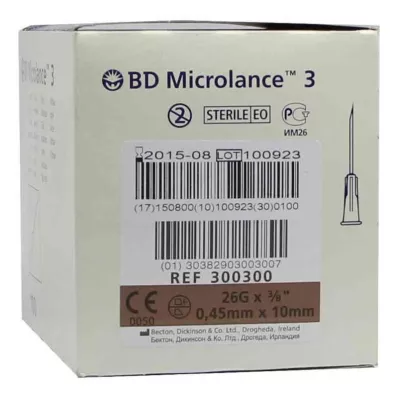 BD MICROLANCE Kanyla 26 G 3/8 0,45x10 mm, 100 ks BD MICROLANCE Kanyla 26 G 3/8 0,45x10 mm, 100 ks