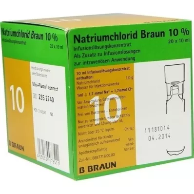 NATRIUMCHLORID 10% hnědá MPC infuzní roztok, 20X10 ml