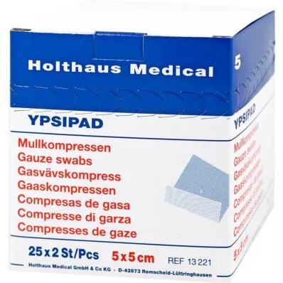 Gázové obklady Ypsipad 5x5 cm sterilní 8násobné, 25x2 kusy