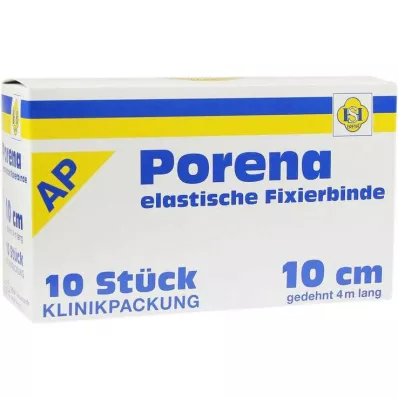 PORENA Elastický gázový obvaz 10 cm bílý bez cella, 10 ks