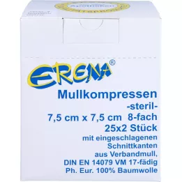 ERENA Gázový kompres 7,5x7,5 cm sterilní 8x, 25X2 ks