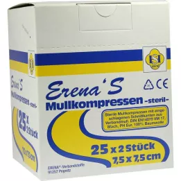 ERENA Gázový kompres 7,5x7,5 cm sterilní 8x, 25X2 ks