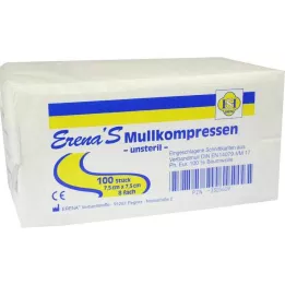 ERENA Gázový kompres 7,5x7,5 cm nesterilní 8x, 100 ks