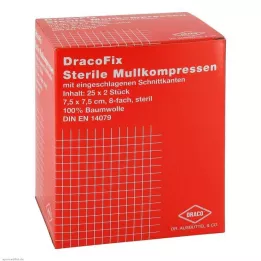 DRACOFIX PEEL Kompresy 7,5x7,5 cm sterilní 8x, 25X2 ks