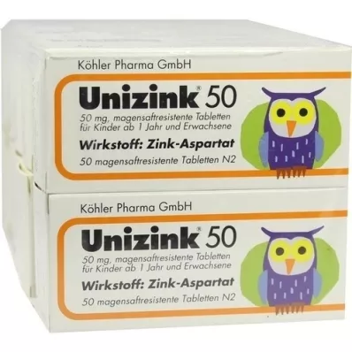 UNIZINK 50 entericky potahovaných tablet, 10X50 ks