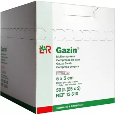 GAZIN Gáza komp.5x5 cm sterilní 8x, 25X2 ks