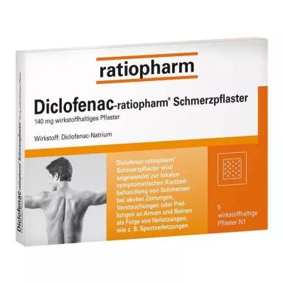 DICLOFENAC-náplast proti bolesti ratiopharm, 5 ks