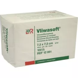 VLIWASOFT Kompresy z netkané textilie 7,5x7,5 cm nesterilní 4l., 100 ks