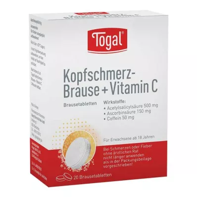 TOGAL Šumivé tablety proti bolesti hlavy + Vit.C, 20 ks