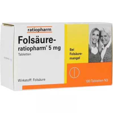 FOLSÄURE-RATIOPHARM 5 mg tablety, 100 ks