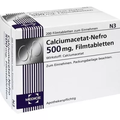 CALCIUMACETAT NEFRO 500 mg potahované tablety, 200 kusů