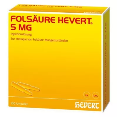 FOLSÄURE HEVERT 5 mg ampulky, 100 ks