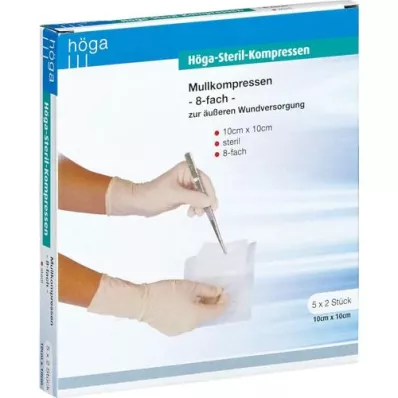 HÖGA-KOMPRESSEN 10x10 cm sterilní 8x, 5x2 ks