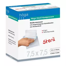 HÖGA-KOMPRESSEN 7,5x7,5 cm sterilní 8x, 25X2 ks