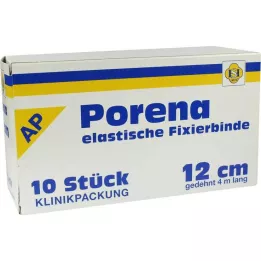 PORENA elastický gázový obvaz 12 cm bílý bez cella, 10 ks
