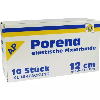 PORENA elastický gázový obvaz 12 cm bílý bez cella, 10 ks