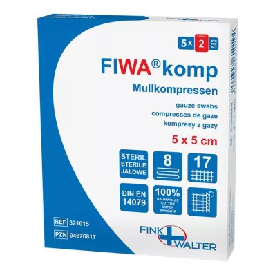 MULLKOMPRESSEN 5x5 cm sterilní 8x, 5x2 St