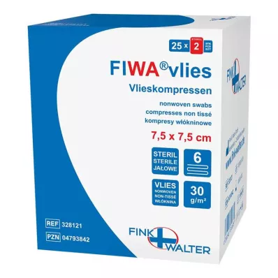 VLIESKOMPRESSEN 7,5x7,5 cm sterilní 6x, 25X2 ks