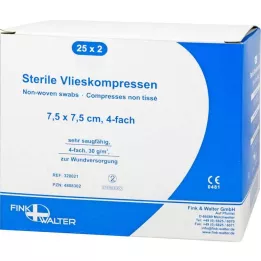 VLIESKOMPRESSEN 7,5x7,5 cm sterilní čtyřvrstvé, 25X2 ks