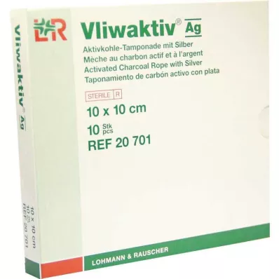 VLIWAKTIV AG Tampon s aktivním uhlím a stříbrem 10x10 cm, 10 ks