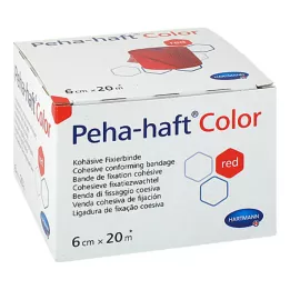 PEHA-HAFT Barevný fixační obvaz 6 cmx20 m červený, 1 ks
