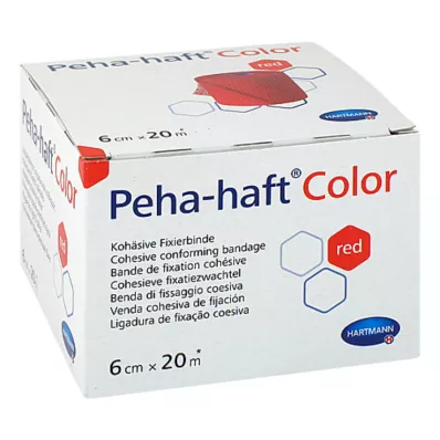 PEHA-HAFT Barevný fixační obvaz 6 cmx20 m červený, 1 ks
