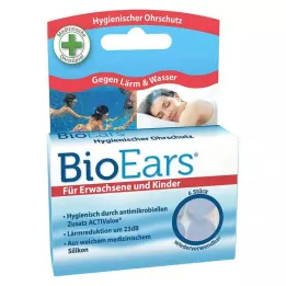 BIOEARS Silikonové antimikrobiální špunty do uší, 6 ks