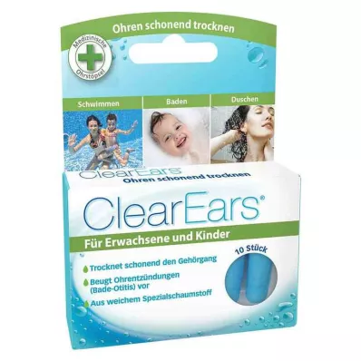CLEAREARS Špunty do uší pro odstranění vody, 10 ks