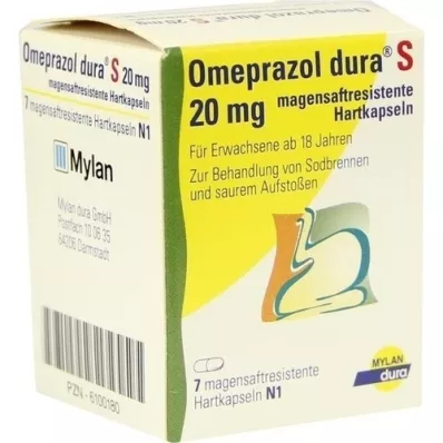 OMEPRAZOL dura S 20 mg tvrdé enterální tobolky, 7 ks