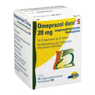 OMEPRAZOL dura S 20 mg tvrdé enterální tobolky, 14 ks