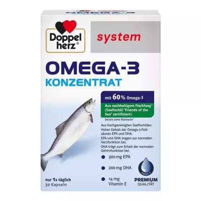 DOPPELHERZ Omega-3 koncentrát systémové kapsle, 30 ks