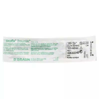 VASOFIX Hnědá trubka 18 G 33 mm zelená/bílá, 1 ks