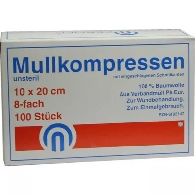 MULLKOMPRESSEN ES 10x20 cm nesterilní 8x, 100 ks