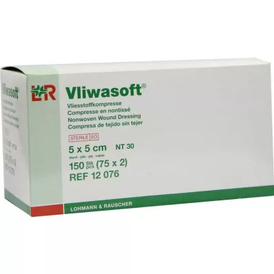 VLIWASOFT Vliesové kompresy 5x5 cm sterilní 4l., 150 ks